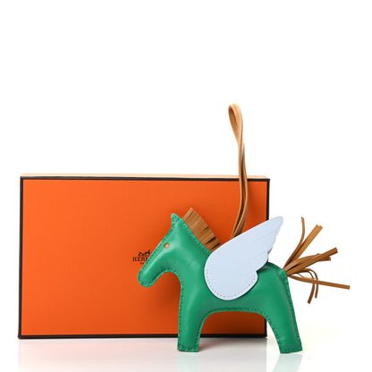 Hermes Milo Lambskin Grigri Rodeo Pegase Horse Bag Charm MM Menthe Sesame Bleu Brume 5 of 5