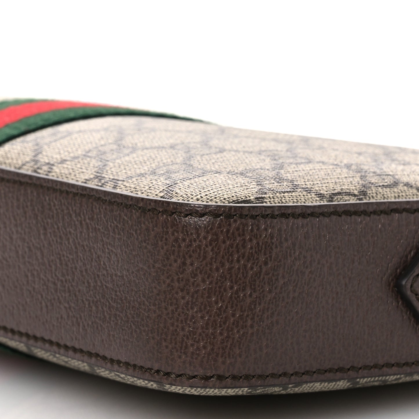 GG Supreme Monogram Textured Dollar Calfskin Web Ophidia Wristlet Shoulder Bag Beige Ebony New Acero