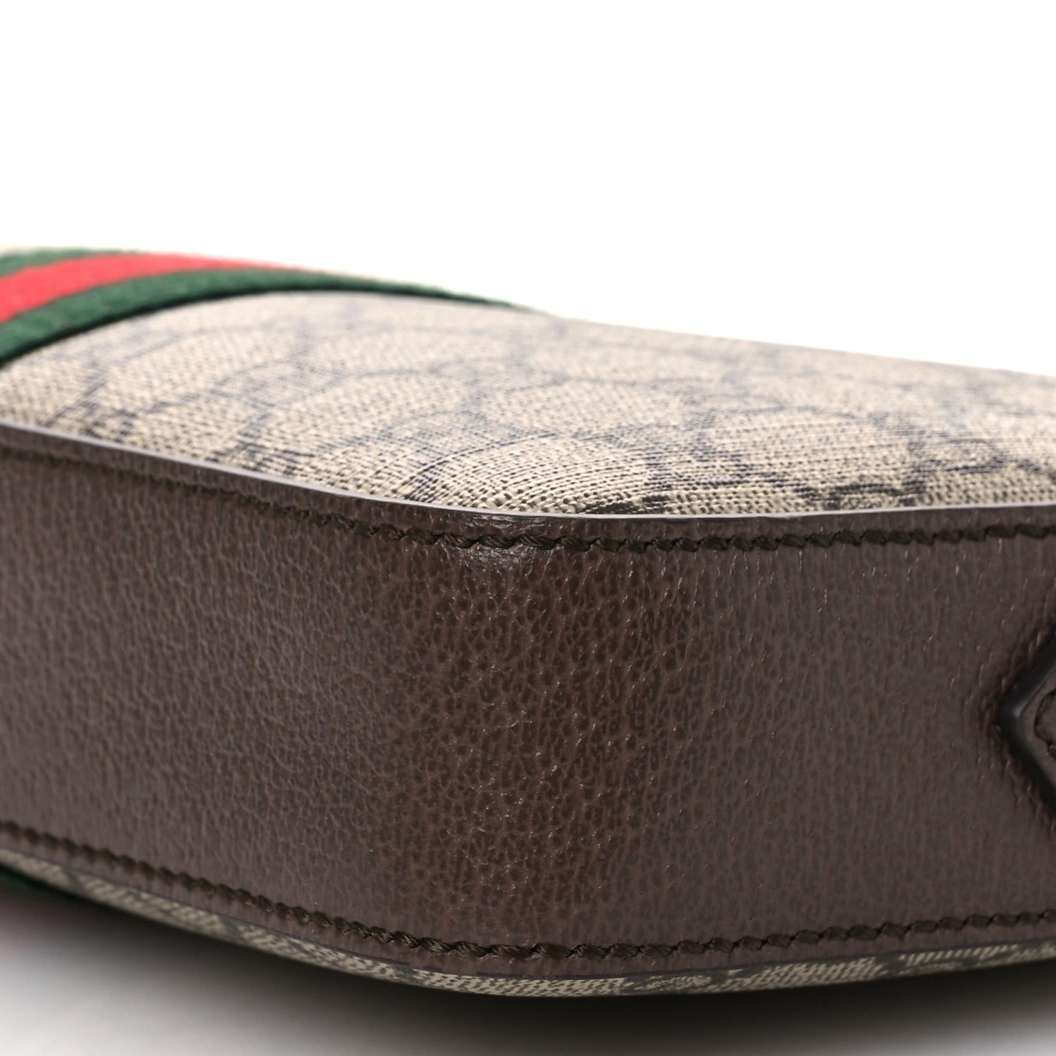 Gucci GG Supreme Monogram Textured Dollar Calfskin Web Ophidia Wristlet Shoulder Bag Beige Ebony New Acero 10 of 12