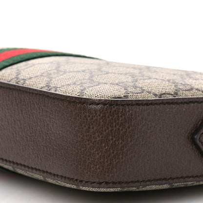 Gucci GG Supreme Monogram Textured Dollar Calfskin Web Ophidia Wristlet Shoulder Bag Beige Ebony New Acero 10 of 12