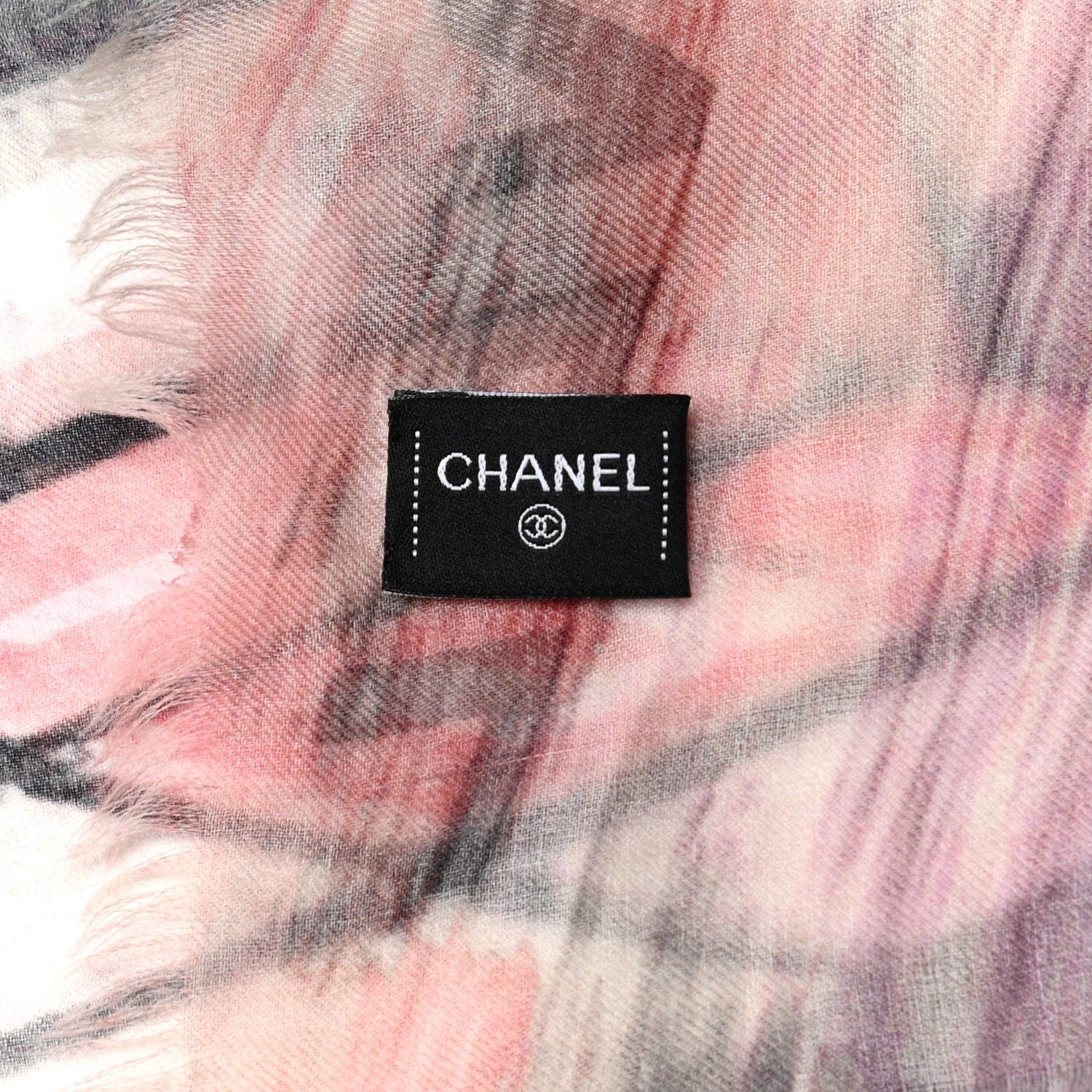 Chanel Cashmere Scarf Light Grey Light Pink 5 of 6