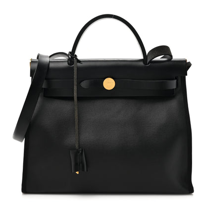 Hermes Toile H Berline Vache Hunter Herbag Zip PM 31 Black Ecru 1 of 15
