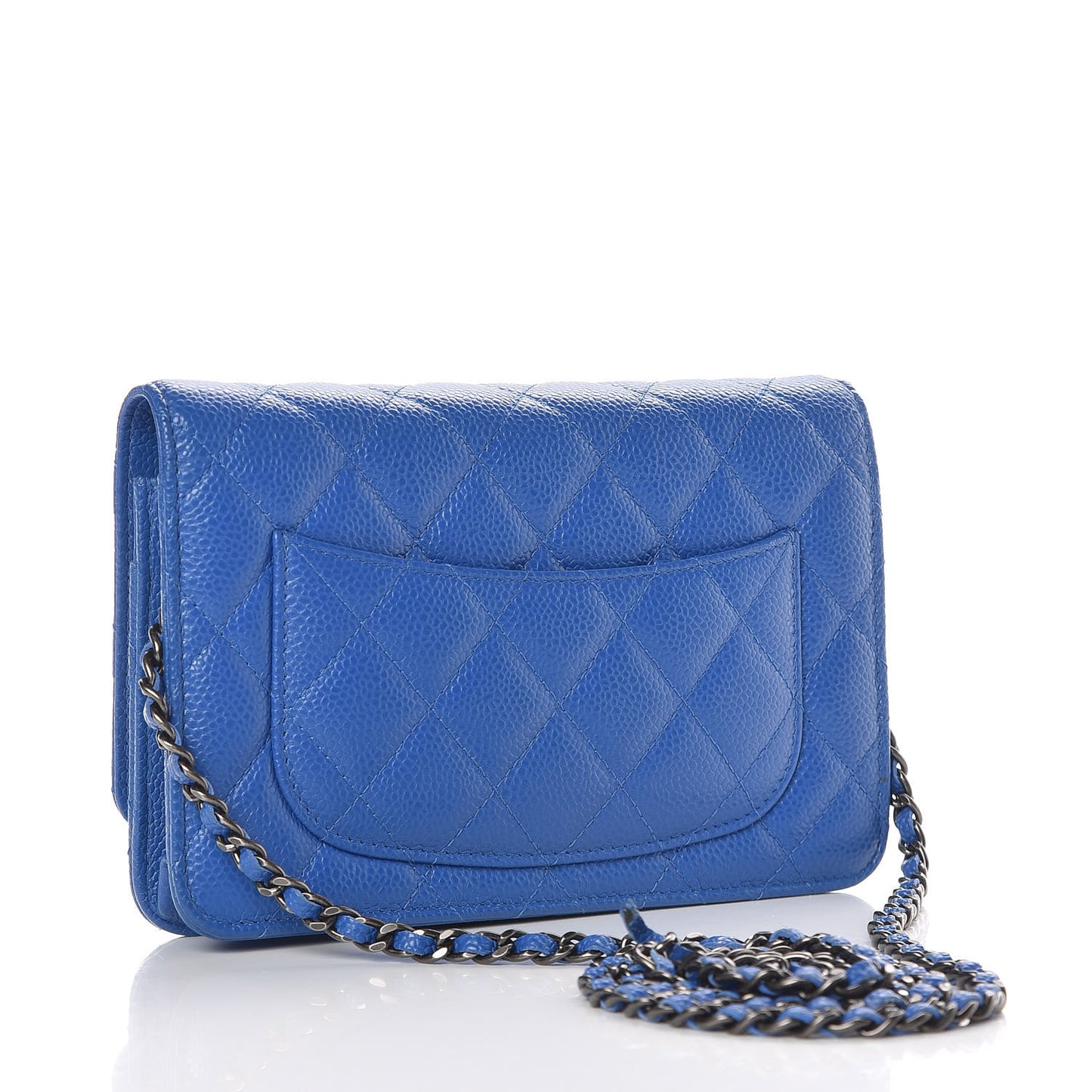 Caviar Quilted Wallet On Chain WOC Blue