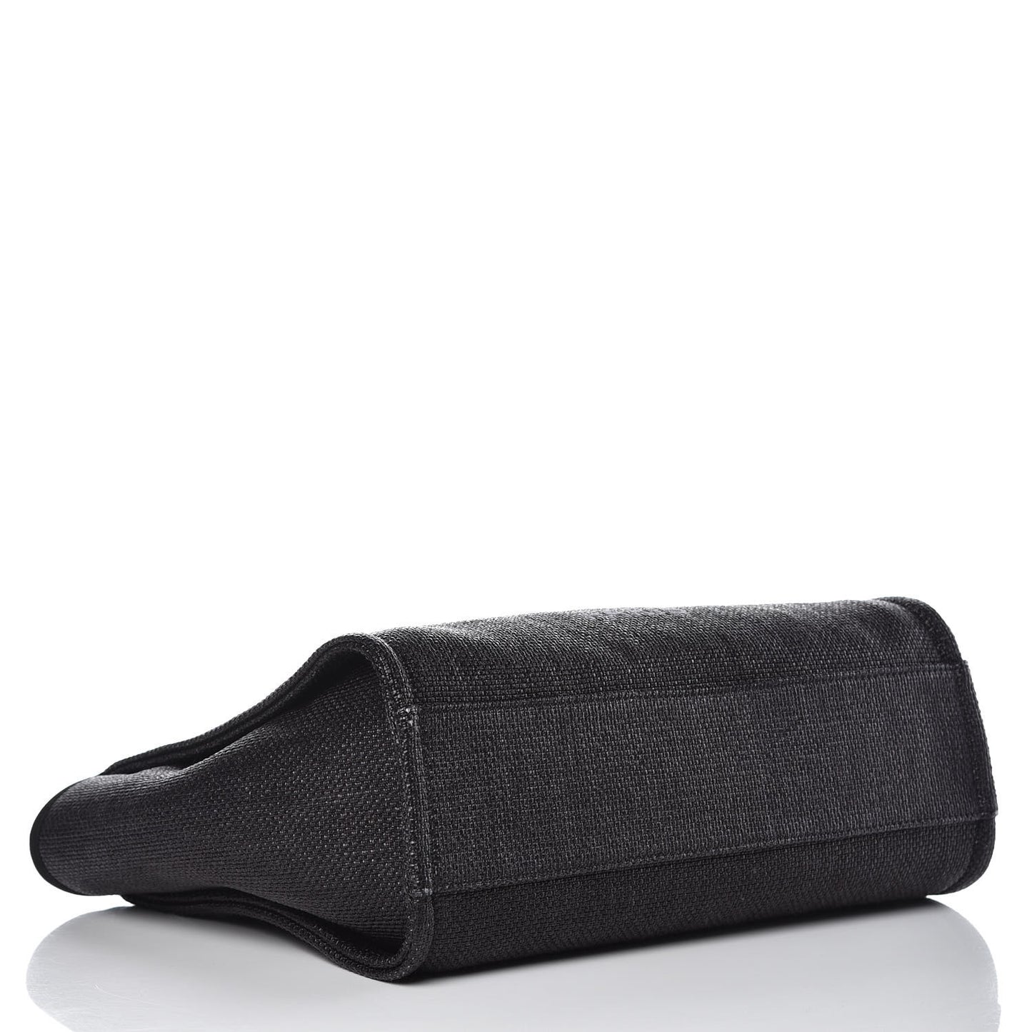 Woven Straw Raffia Small Deauville Tote Black