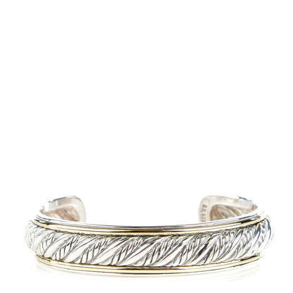 David Yurman Sterling Silver 18K Yellow Gold 13mm Sculpted Cable Cuff 1 of 4