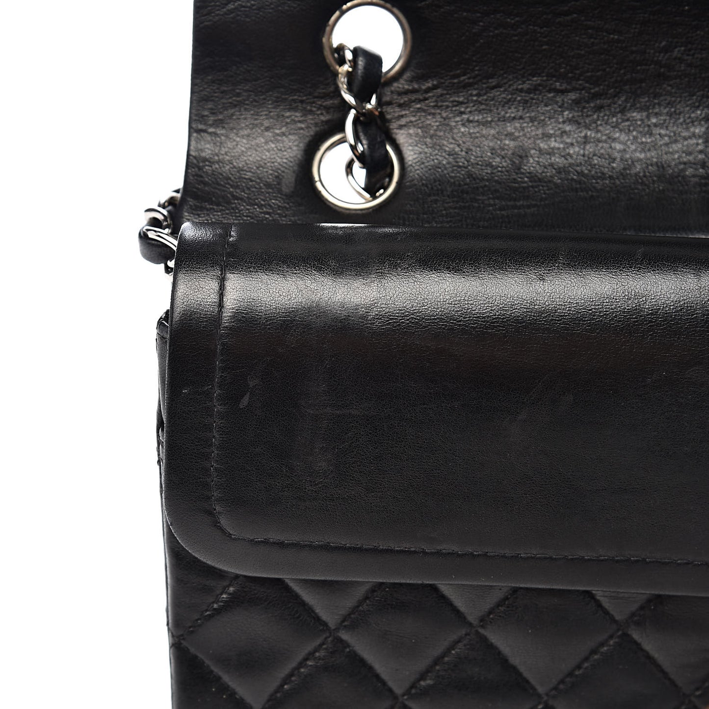 Lambskin Quilted Medium Double Flap Black