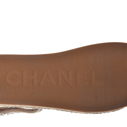 Chanel Cord Lambskin Quilted Logo Sandals 38 Beige 6 of 10