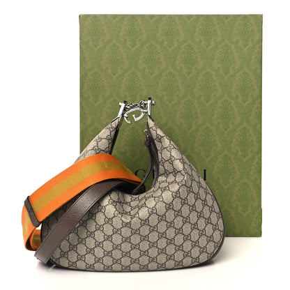 Gucci GG Supreme Monogram Textured Calfskin Web Large Attache Shoulder Bag Beige Ebony New Acero 11 of 11
