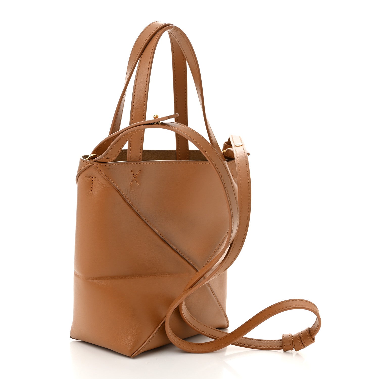 Loewe Shiny Calfskin Mini Puzzle Fold Tote Warm Desert 3 of 10