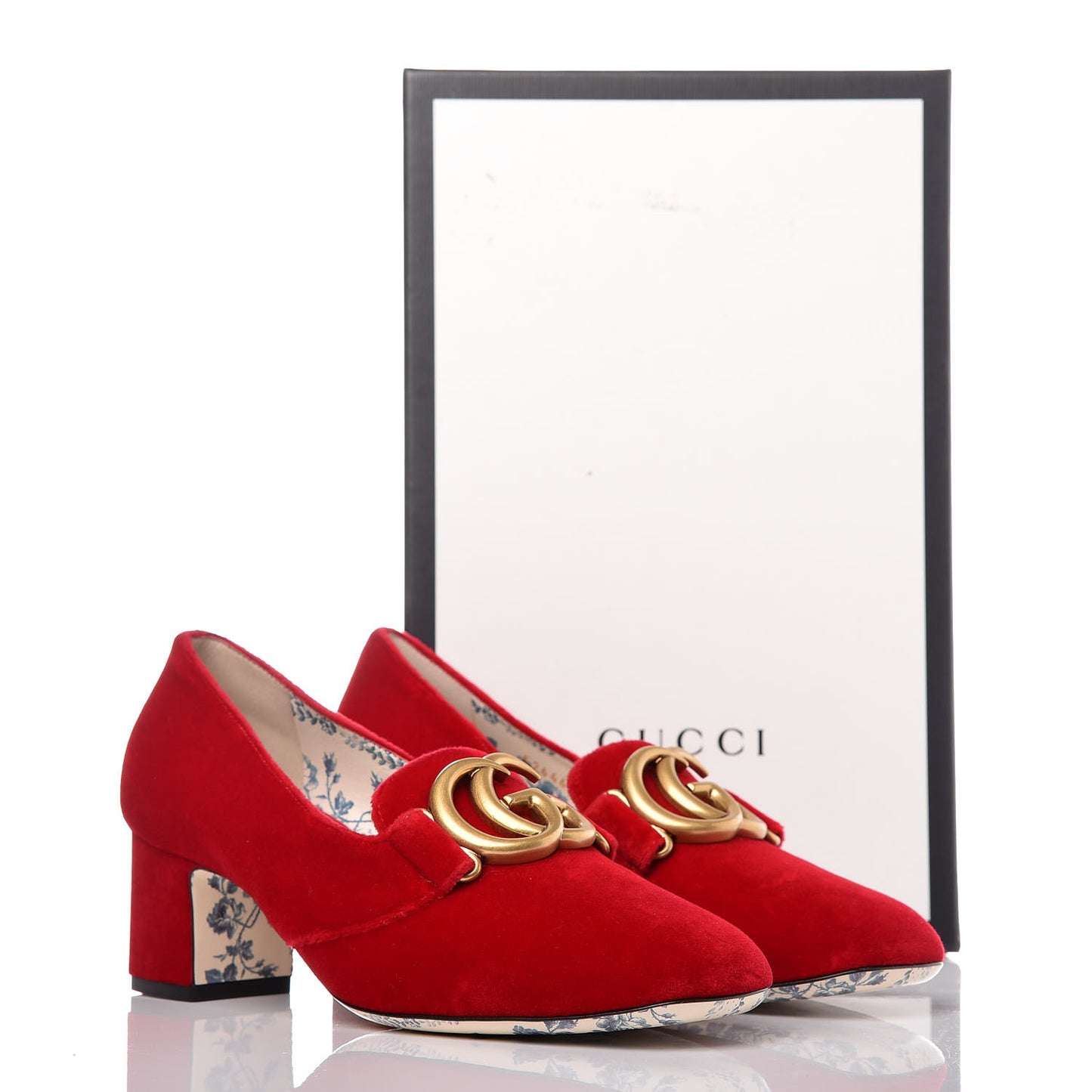 Softy Velvet GG Victoire 55mm Loafer Pumps 37 Hibiscus Red