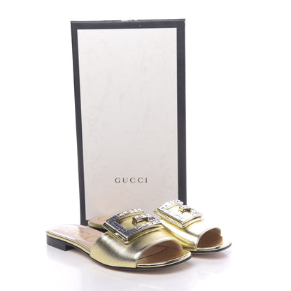 Gucci Metallic Nappa Crystal Square G Madelyn Slide Sandals 36.5 Gold 9 of 9