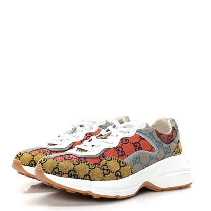 Gucci Monogram Multicolor Demetra Mens Rhyton Sneakers 8 Yellow Blue Great White Tabasco 3 of 7