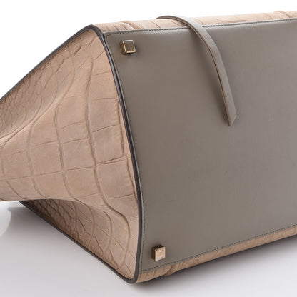 Celine Crocodile Embossed Nubuck Medium Phantom Luggage Beige 12 of 14