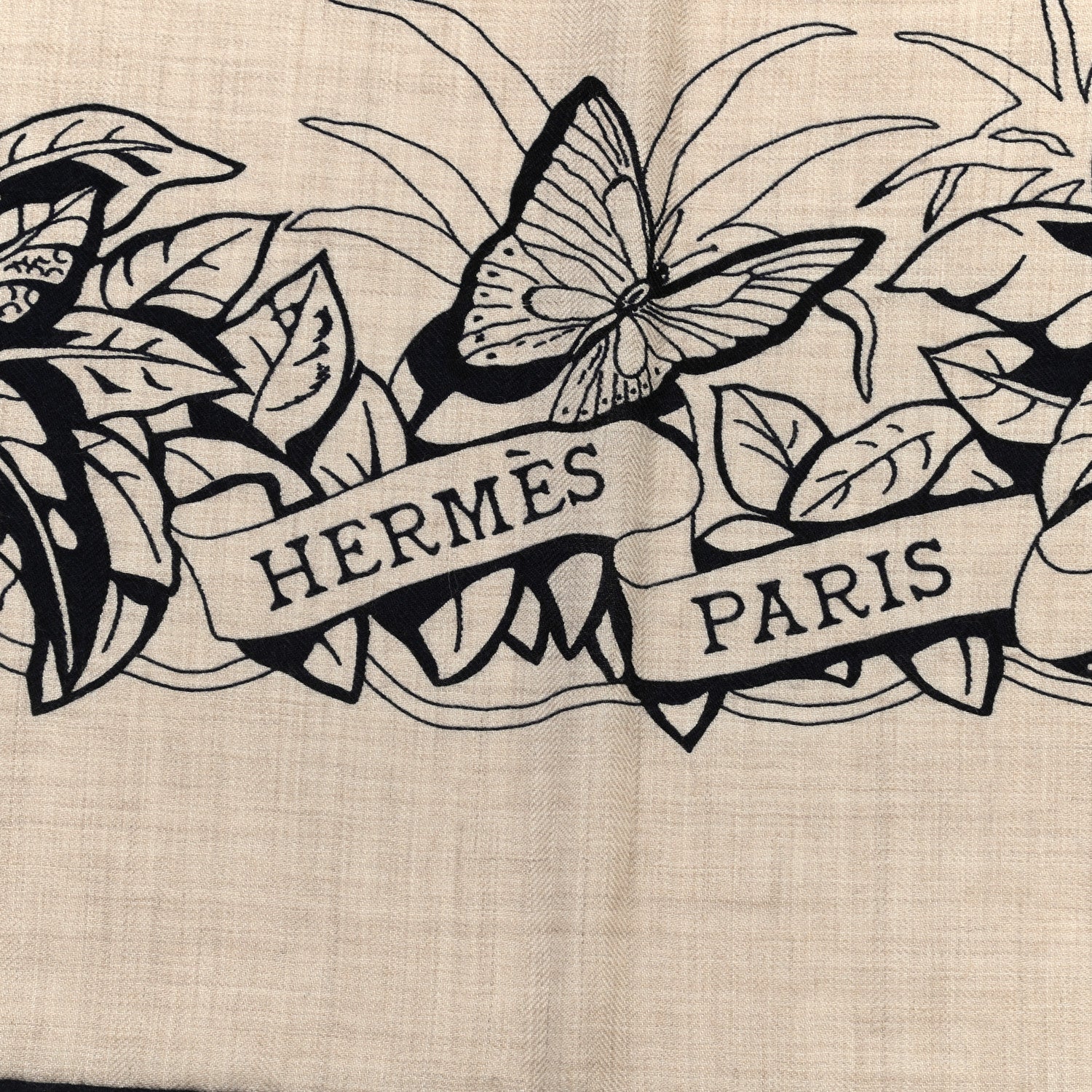 Hermes Cashmere Silk Jungle Love Tattoo Shawl 140 Natural Bleu Black 2 of 7