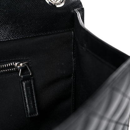 Saint Laurent Grain De Poudre Textured Mixed Matelasse Large Triquilt Monogram Satchel Black 15 of 17