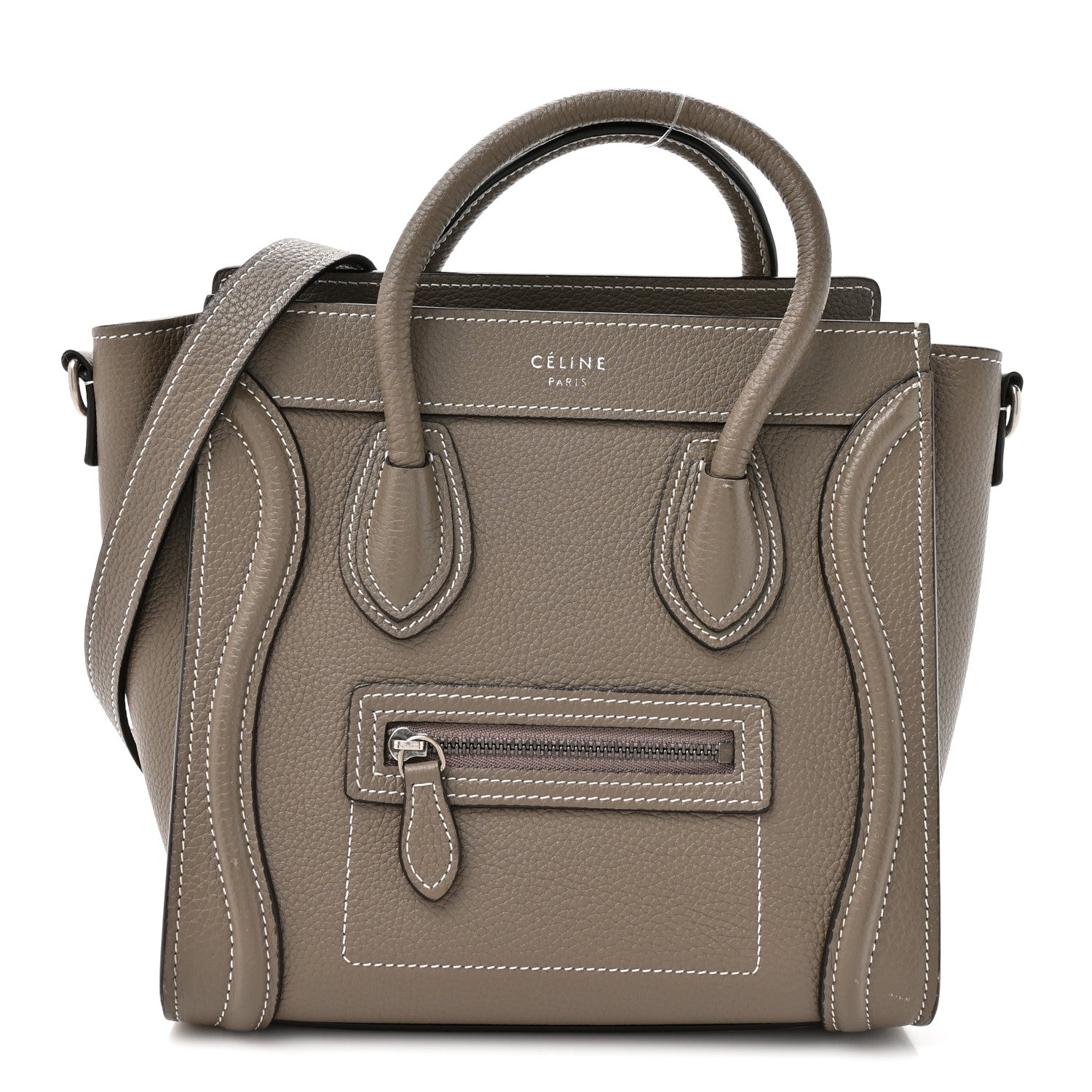 Celine Drummed Calfskin Nano Luggage Souris 1 of 13