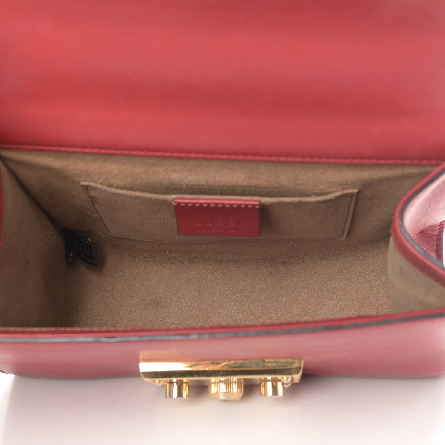 Calfskin Small Padlock Shoulder Bag Hibiscus Red
