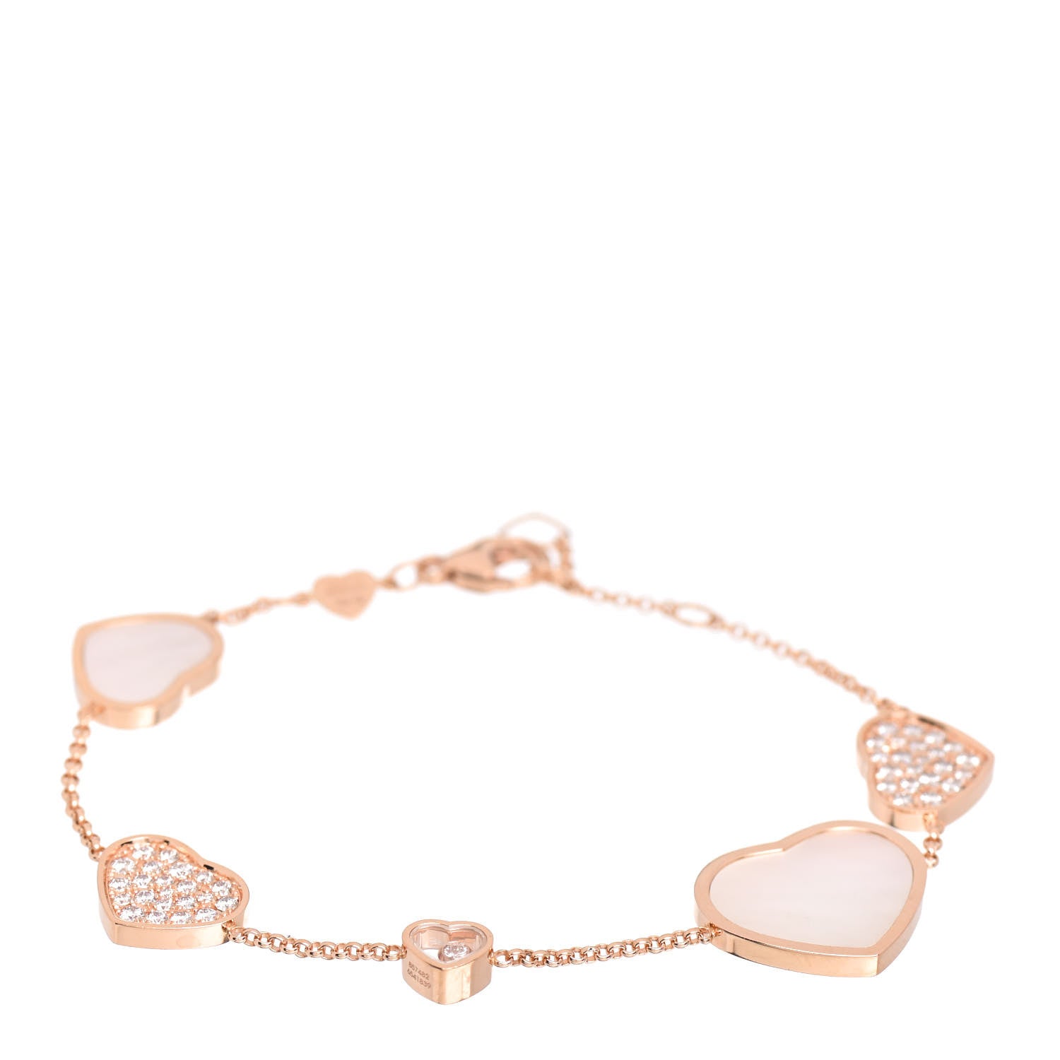 Chopard 18K Rose Gold Diamond Mother of Pearl Happy Hearts Bracelet 1 of 5