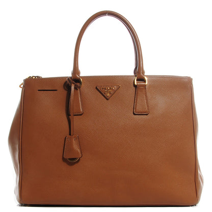Prada Saffiano Lux Medium Double Zip Tote Caramel 1 of 10
