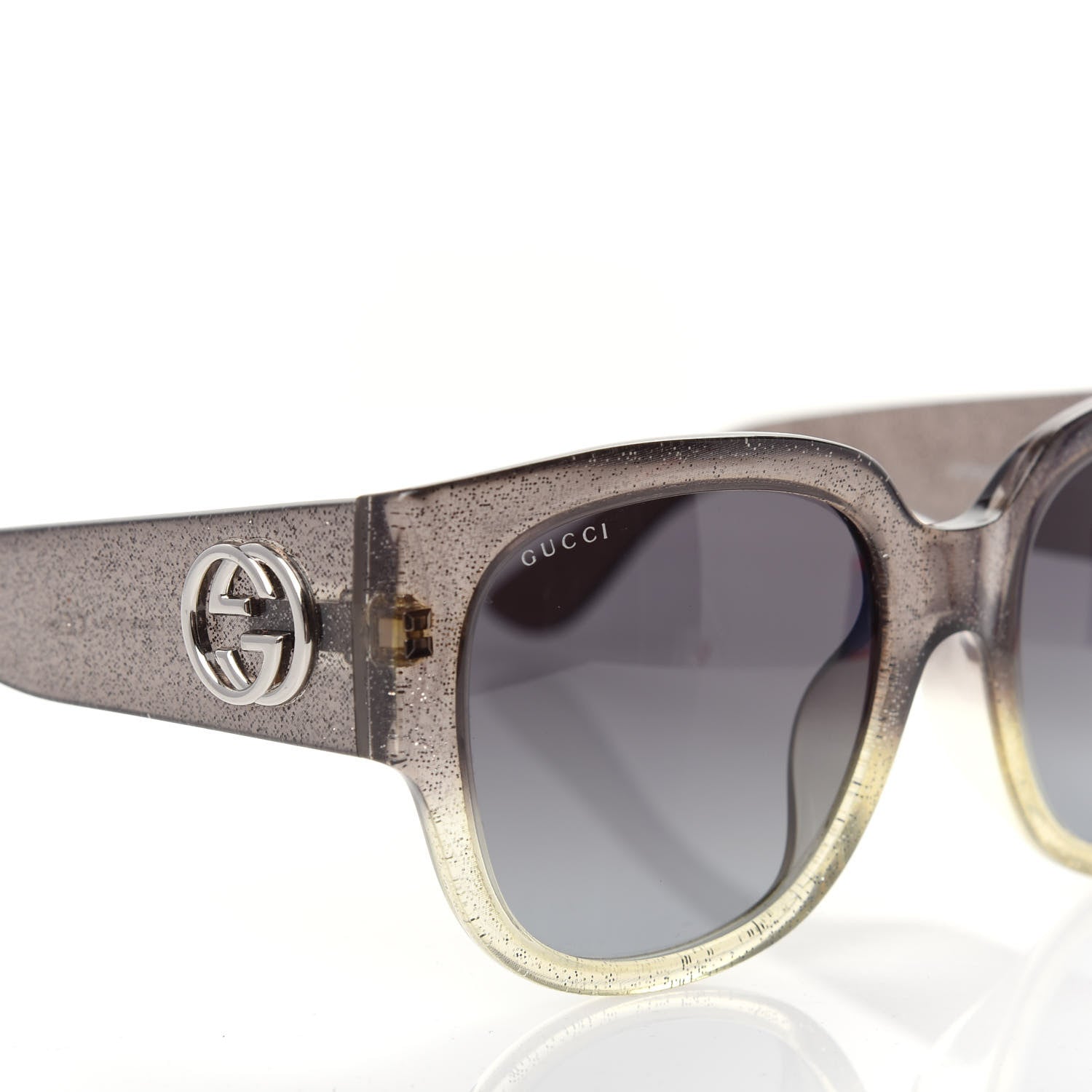 Gucci Acetate Glitter Square Optyl Sunglasses GG3836/F/S Black Silver 7 of 8