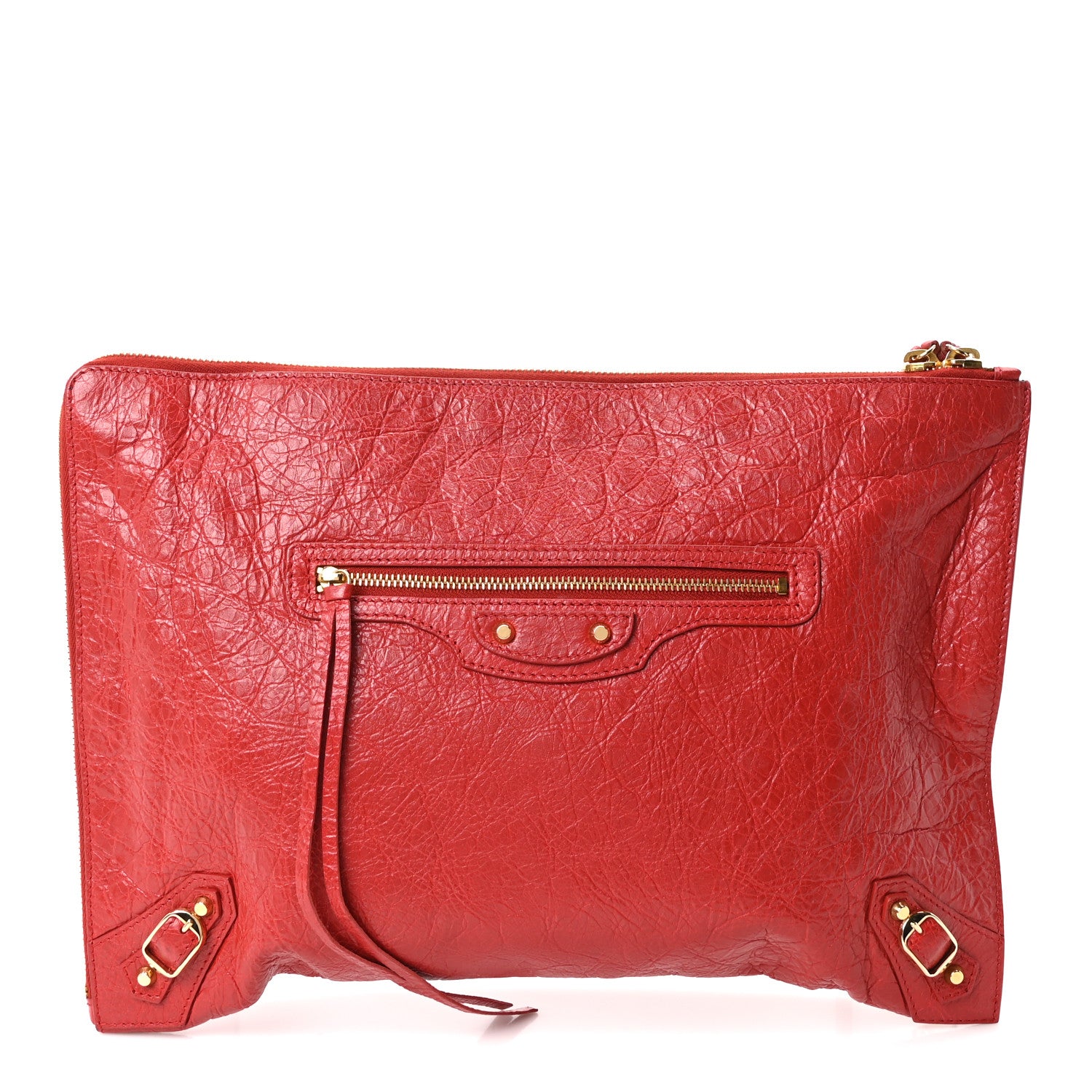 Balenciaga Agneau Arena Classic Gold Hardware Small Pouch Rouge Groseille 1 of 10