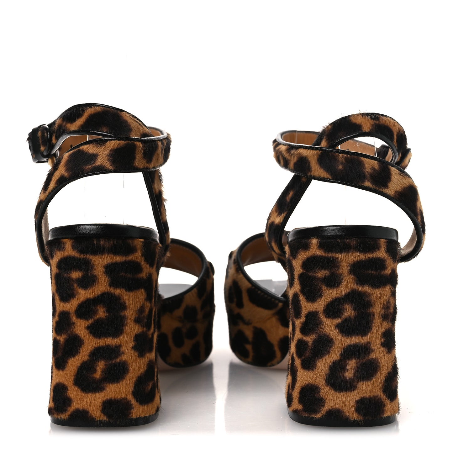 Calf Hair Leopard Print Horsebit 25/60mm Platform Sandals 38.5 Hazelnut Black