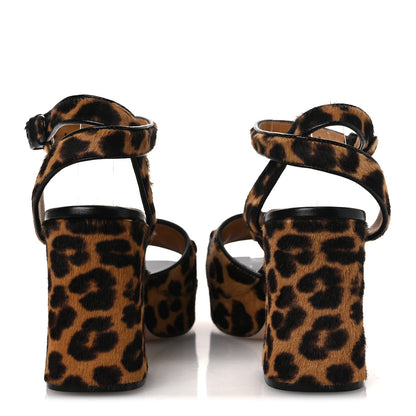 Gucci Calf Hair Leopard Print Horsebit 25/60mm Platform Sandals 38.5 Hazelnut Black 6 of 11