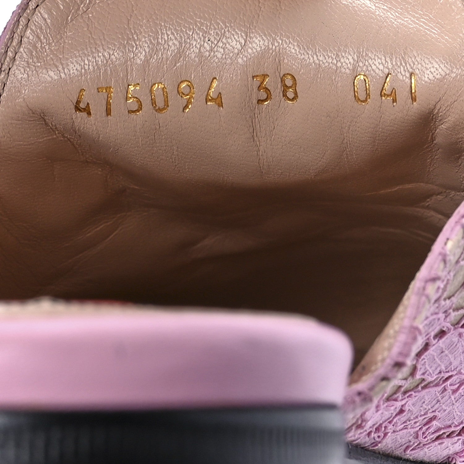 Gucci Lace Malaga Kid Womens Princetown Slippers 38 Sugar Pink Skin Rose 8 of 8
