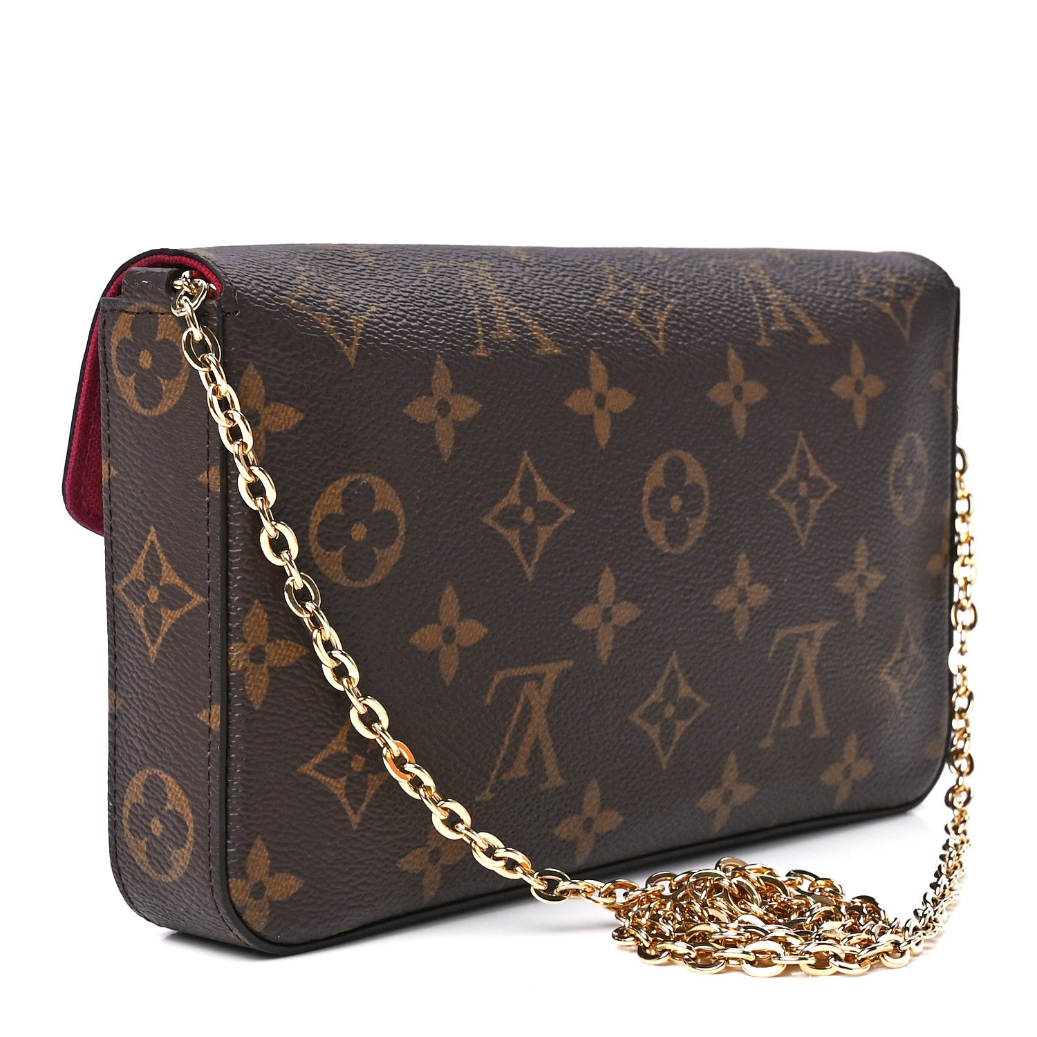 Louis Vuitton Monogram Pochette Felicie Chain Wallet Fuchsia 2 of 10