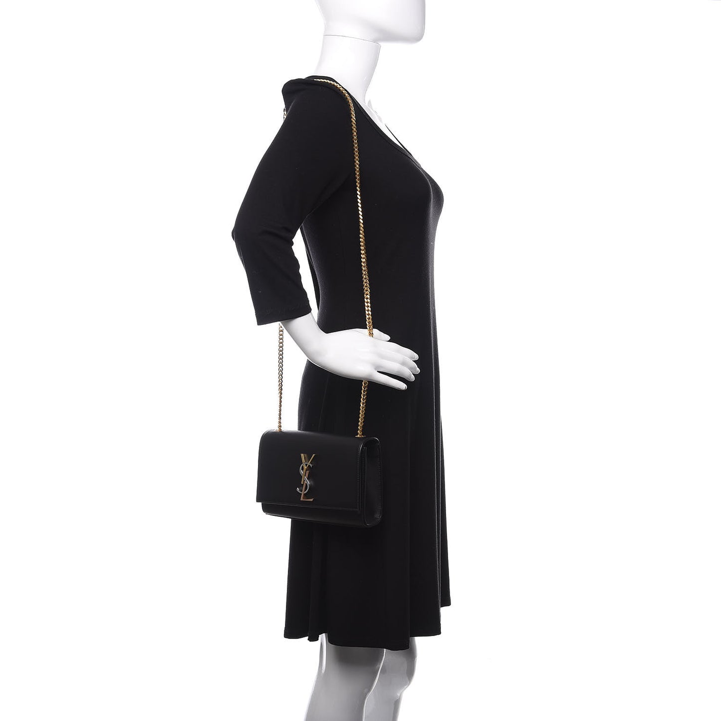 Calfskin Small Monogram Kate Satchel Black
