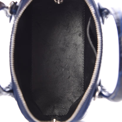 Balenciaga Shiny Calfskin Logo Crocodile Embossed XXS Ville Top Handle Bag Navy White 5 of 11