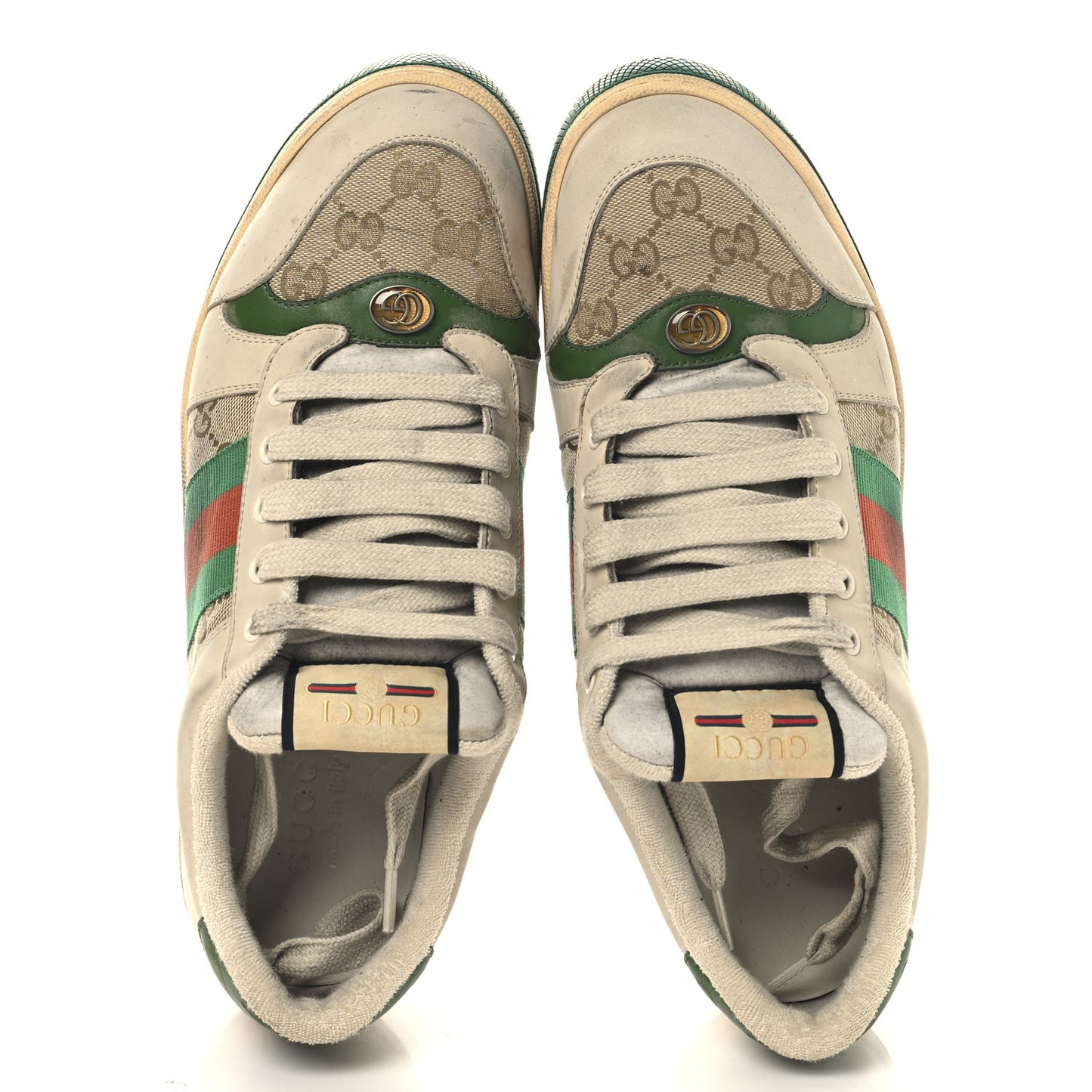 GG Monogram Nubuck Web Mens Screener Sneakers 9.5 New Sand Dusty Milk Vintage Green