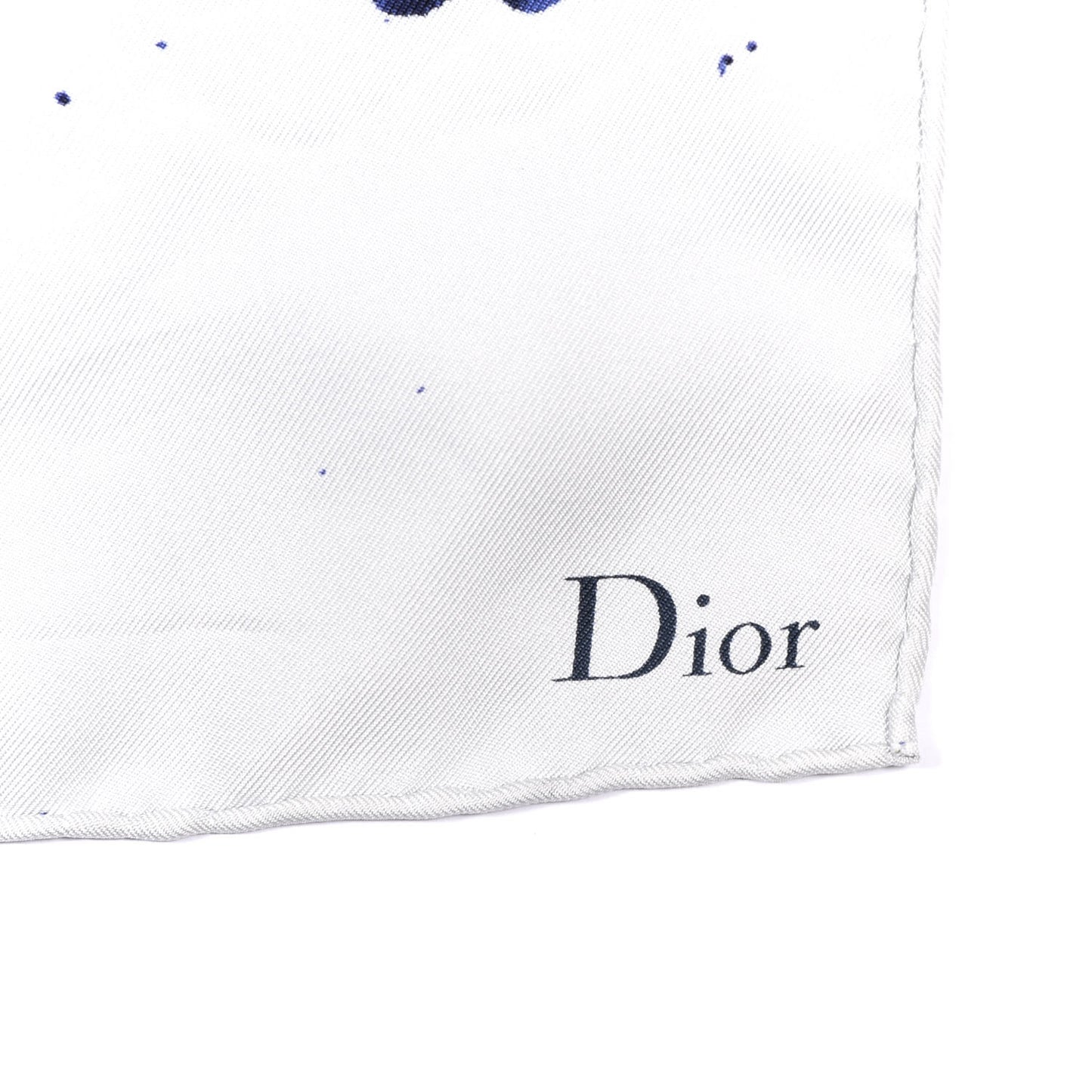Silk Square Scarf White Blue