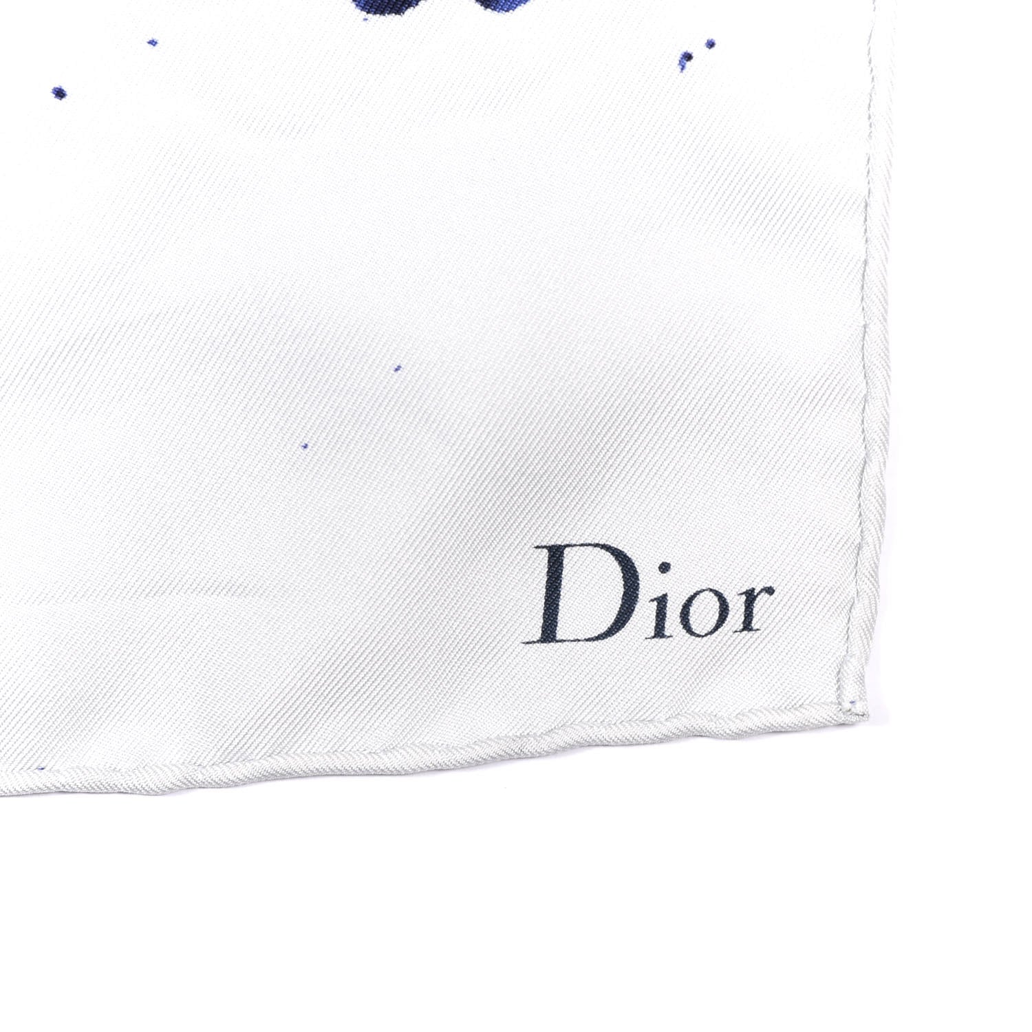 Christian Dior Silk Square Scarf White Blue 2 of 4