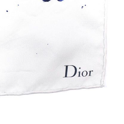 Christian Dior Silk Square Scarf White Blue 2 of 4