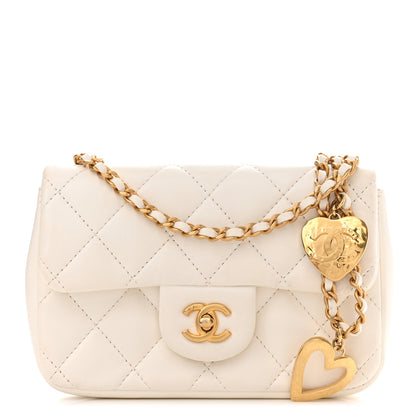 Chanel Lambskin Quilted Mini Heart Charms Flap White 1 of 11