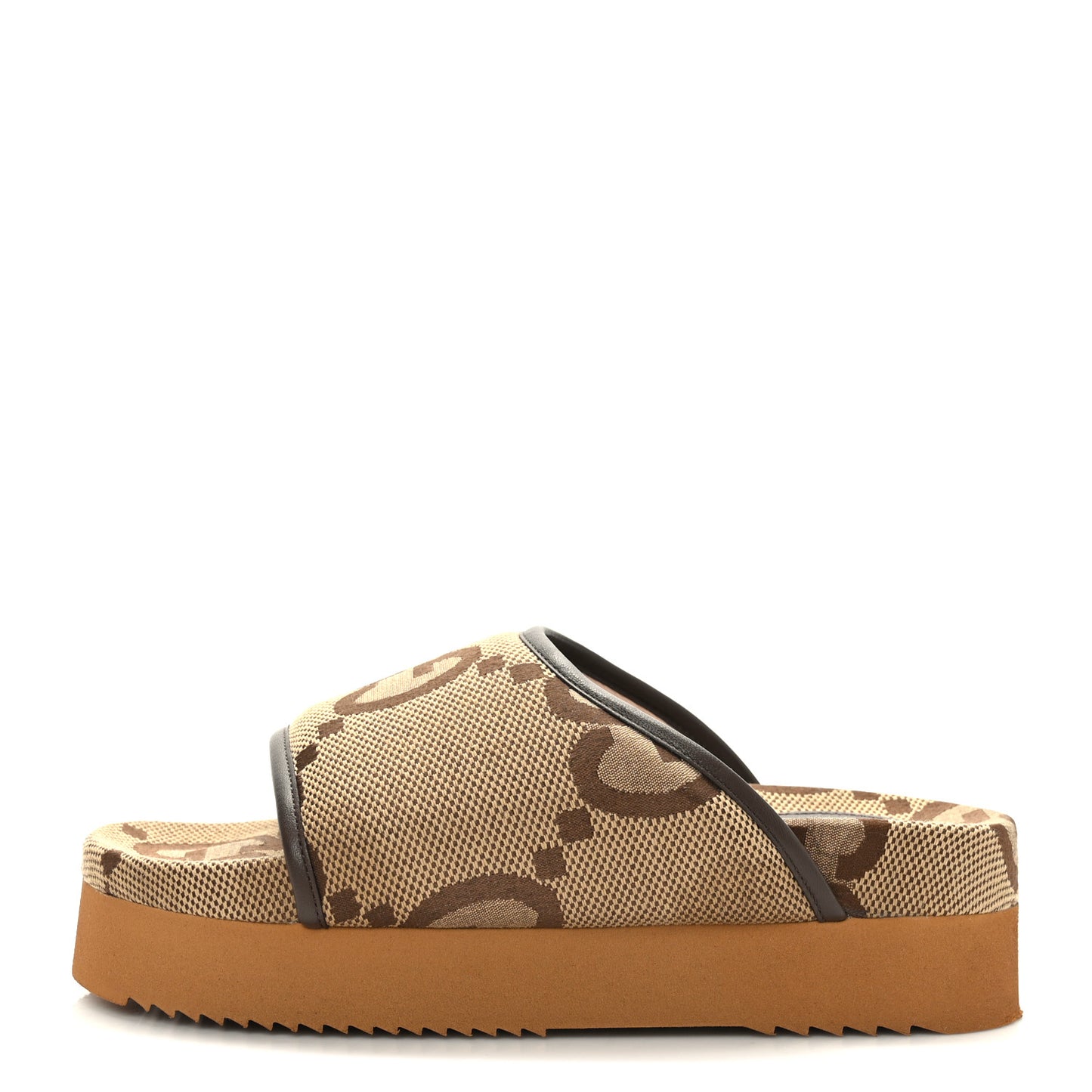 Monogram Jumbo GG Nappa Samoa Platform 40mm Slide Sandals 39 Camel Ebony New Acero
