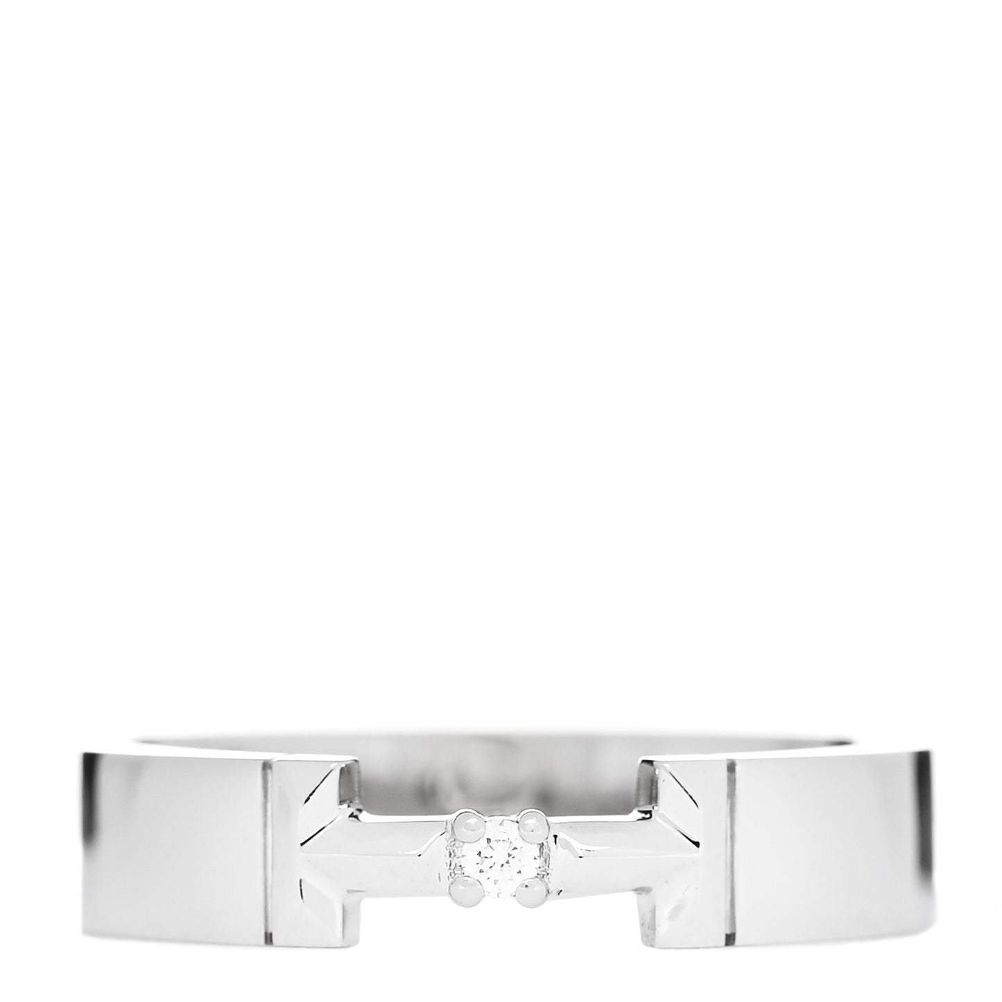 18K White Gold Diamond T True Link Ring 52 6