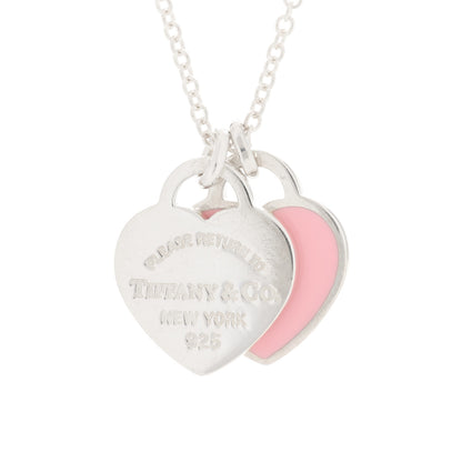 Tiffany Sterling Silver Enamel Return to Tiffany Double Heart Tag Pendant Necklace Pink 3 of 4