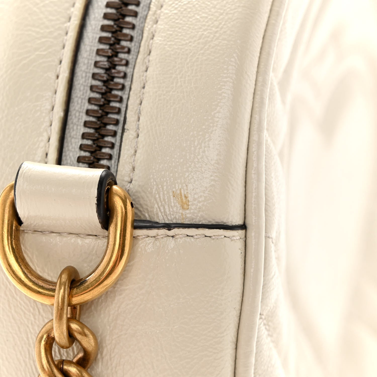Gucci Calfskin Matelasse Mini GG Marmont Round Shoulder Bag White 11 of 11