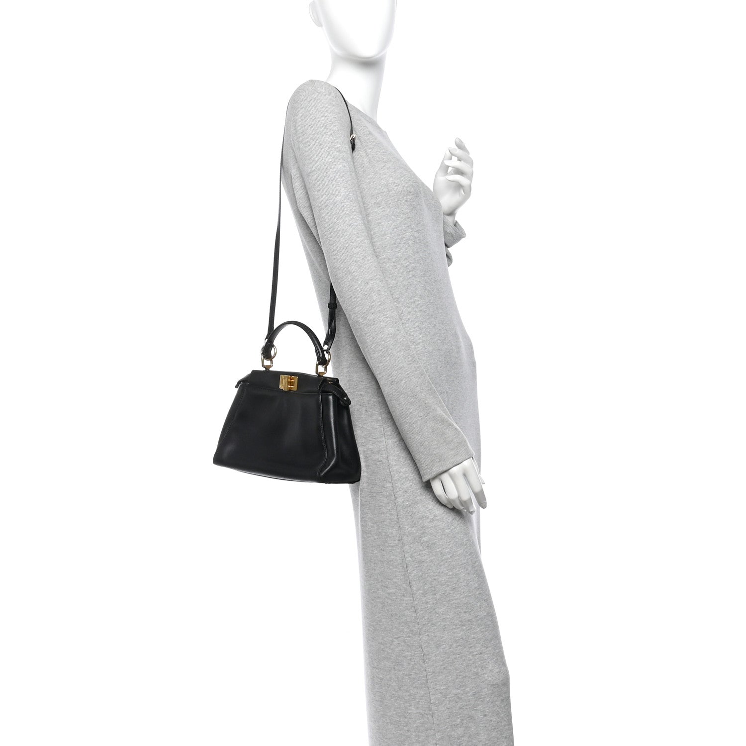 Fendi Nappa Mini Peekaboo Iconic Satchel Black 2 of 12