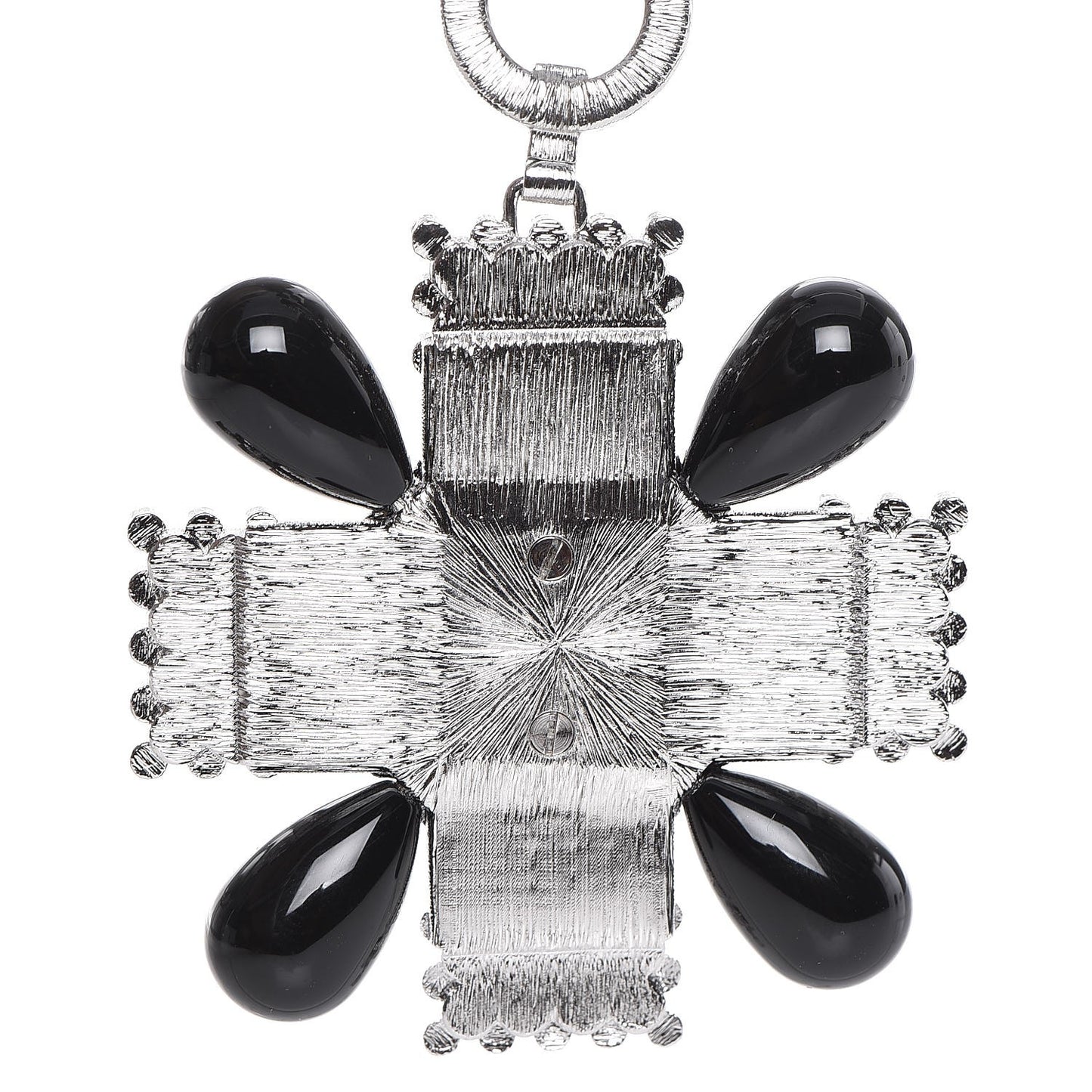 Bead Crystal Multi Strand CC Cross Necklace Black