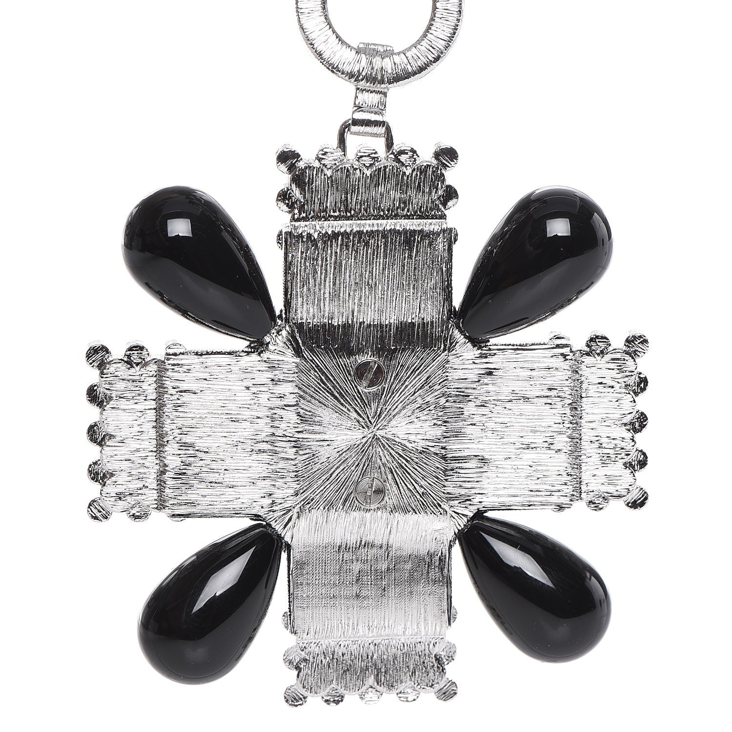 Chanel Bead Crystal Multi Strand CC Cross Necklace Black 5 of 7
