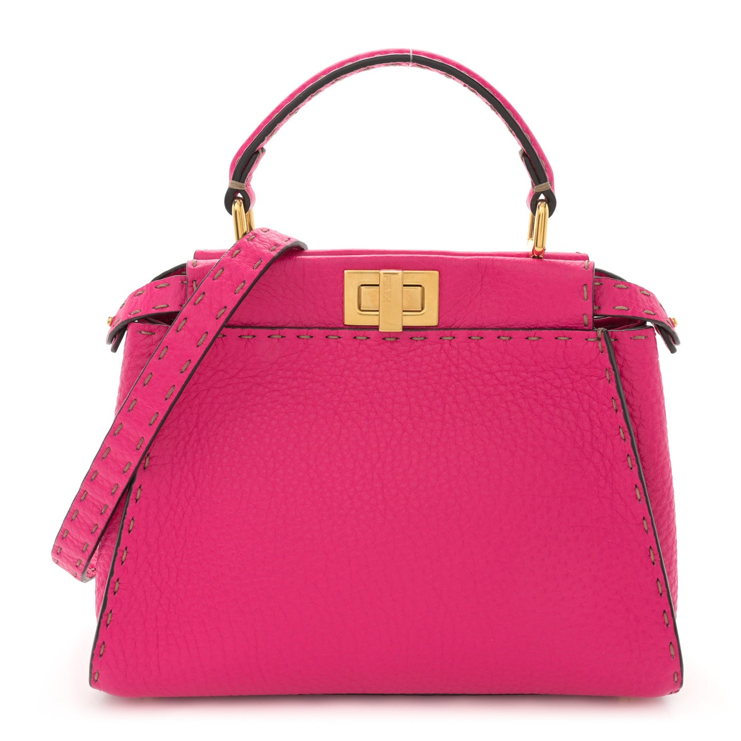 Cuoio Romano Selleria Mini Peekaboo Iconic Satchel Fuxia