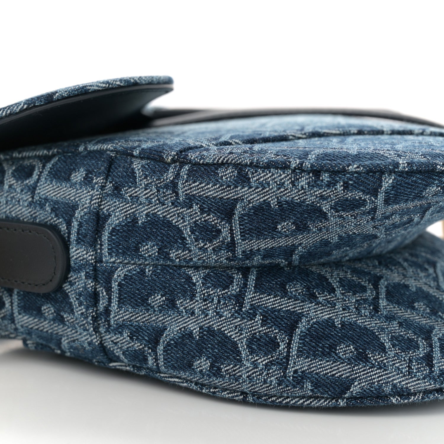Christian Dior Denim Oblique Jacquard Saddle Bag With Strap Blue 9 of 10