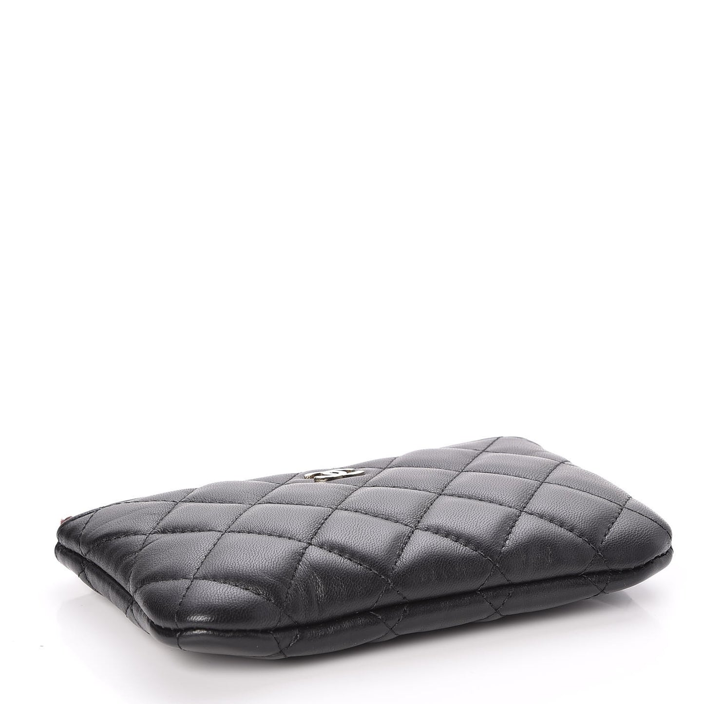 Lambskin Quilted Small Cosmetic Case Black