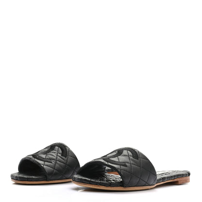 Chanel Lambskin Quilted Embroidered CC Mules Sandals 39.5 Black 3 of 9
