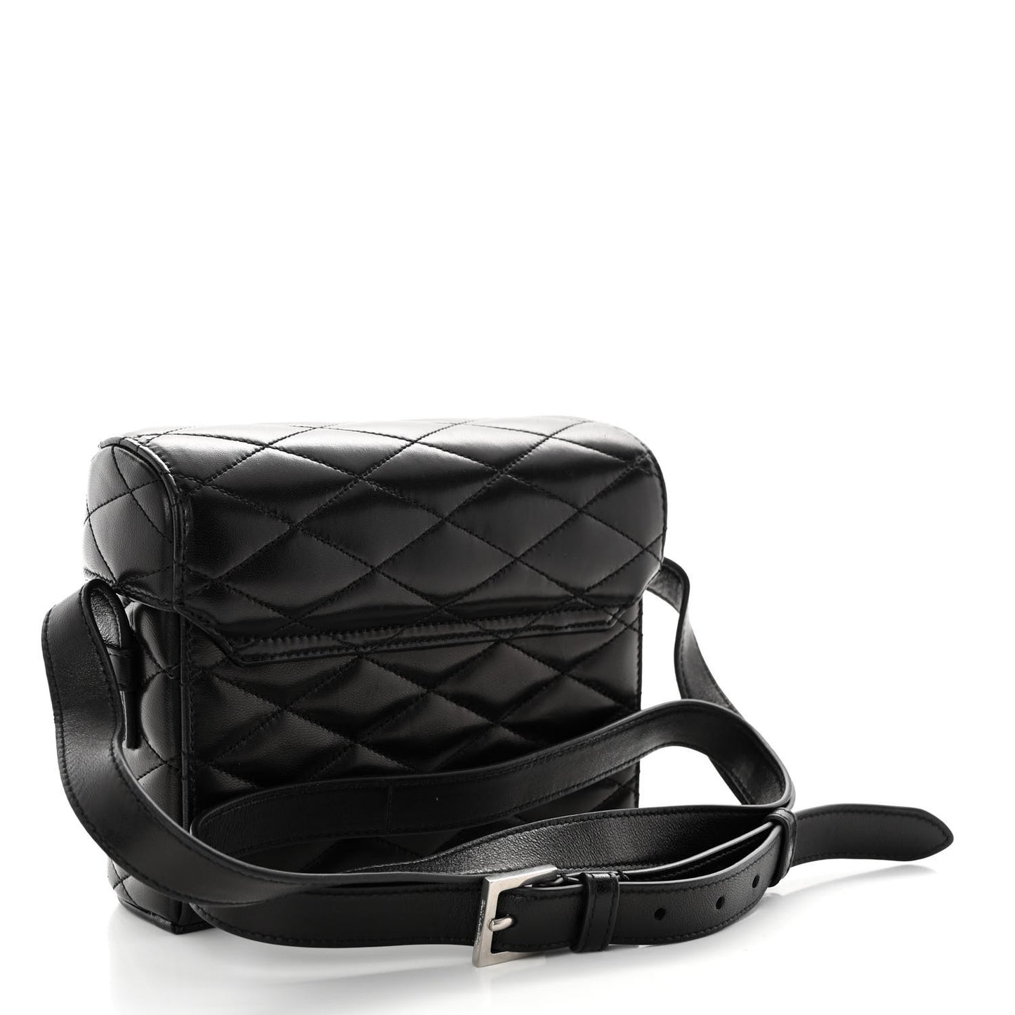 Lambskin Quilted Monogram June Box Bag Black