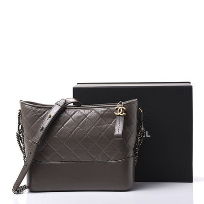 Chanel Aged Calfskin Quilted Medium Gabrielle Hobo Grey 10 of 10