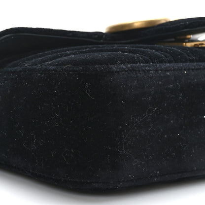 Gucci Velvet Matelasse Mini GG Marmont Shoulder Bag Black 6 of 10